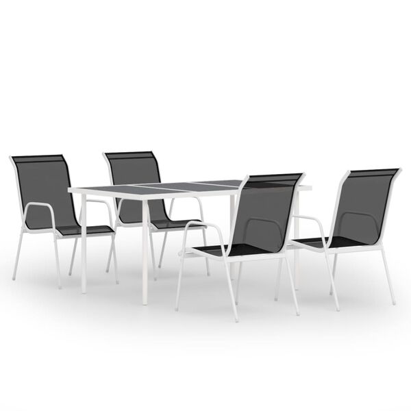 vidaXL 5-osainen Ulkoruokailuryhm&auml; ter&auml;s musta