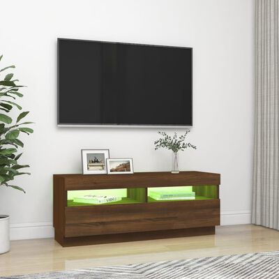 vidaXL TV-taso LED-valoilla ruskea tammi 100x35x40 cm
