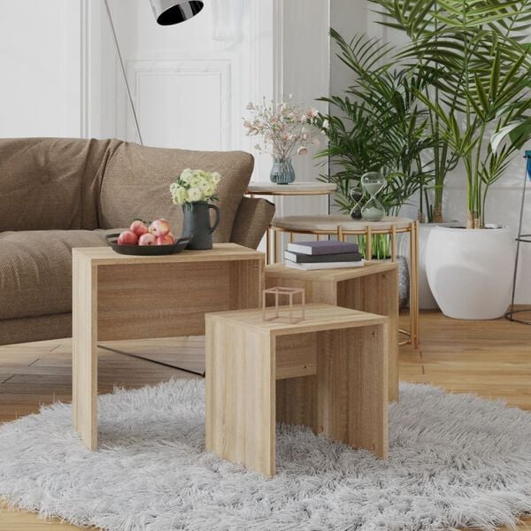 vidaXL Sarjasohvap&ouml;yd&auml;t 3 kpl Sonoma-tammi lastulevy