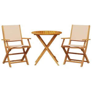 vidaXL 3-osainen Bistrosarja beige kangas ja t&auml;ysi m&auml;nty