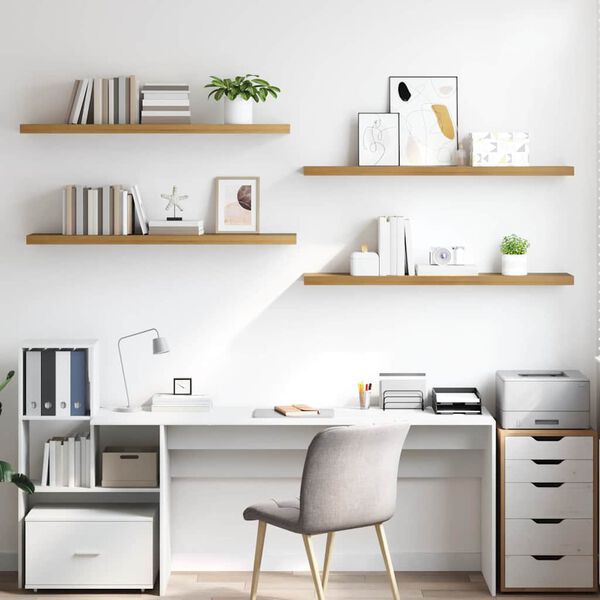 vidaXL Sein&auml;hylly 4 pcs Ruskea 120 x 23,5 x 4 cm Tekninen puu