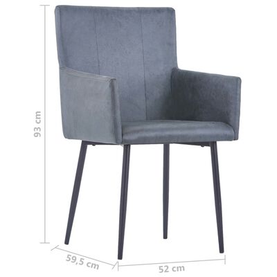 vidaXL Ruokapöydän tuolit käsinojilla 4 kpl harmaa keinomokkanahka