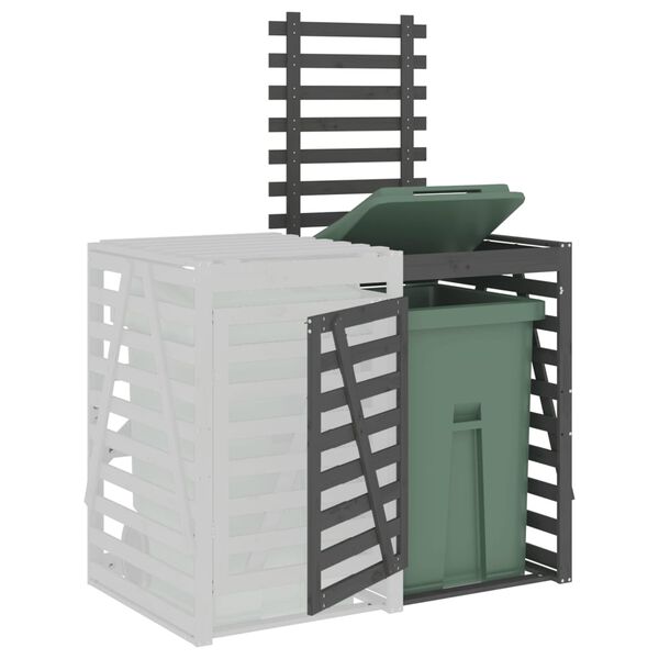 vidaXL Ulkoroska-astiavajan laajennusosa harmaa täysi mänty