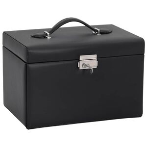 vidaXL korurasia 3-kerroksinen peilill&auml; lukittava musta 26x18x17,5 cm