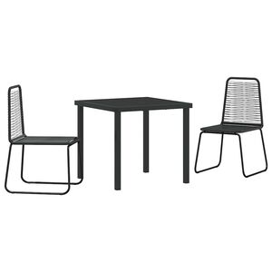vidaXL Piharuokailu setti 3 pcs Musta Jauhemaalattu Ter&auml;s