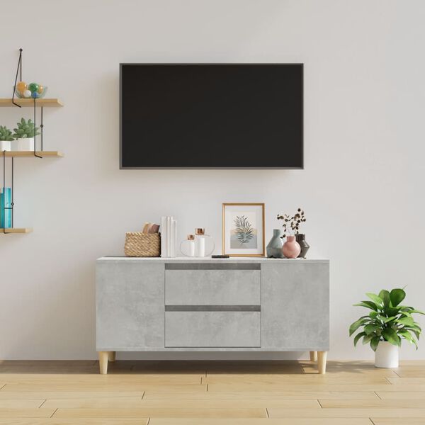 vidaXL TV-taso betoninharmaa 102x44,5x50 cm tekninen puu