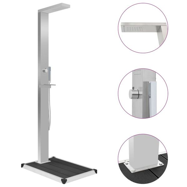 vidaXL Ulkosuihku alustalla WPC ruostumaton teräs