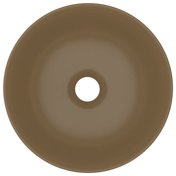 vidaXL Kylpyhuoneen pesuallas keraaminen matta kerma pyöreä