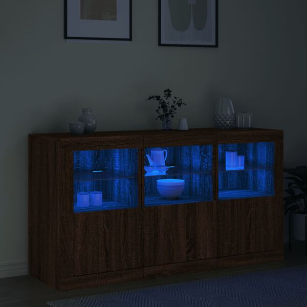 vidaXL Senkki LED-valoilla ruskea tammi 123x37x67 cm