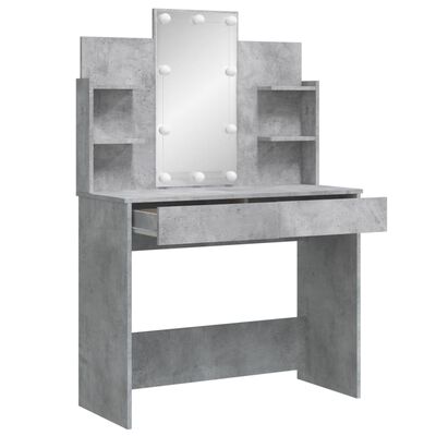 VidaXL Peilipöytä LED-valoilla betoninharmaa 96x40x142 cm