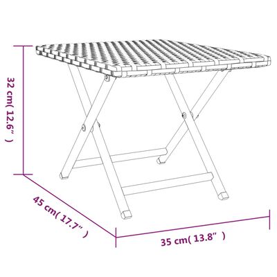 vidaXL Taitettava pöytä harmaa 45x35x32 cm polyrottinki