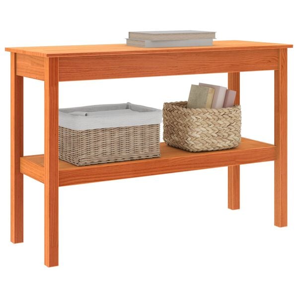 vidaXL Konsolip&ouml;yt&auml; hyllyll&auml; Vahanruskea 110 x 40 x 75 cm T&auml;ysi m&auml;nty