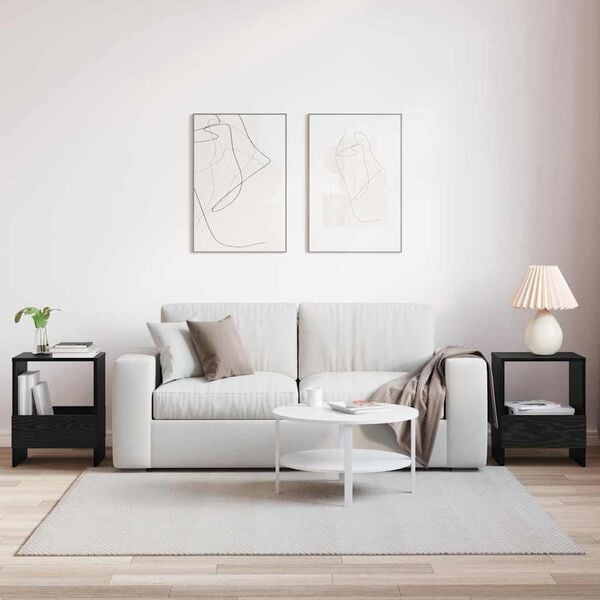 vidaXL Lehtiteline 2 pcs Musta tammi. 35 x 30 x 45 cm