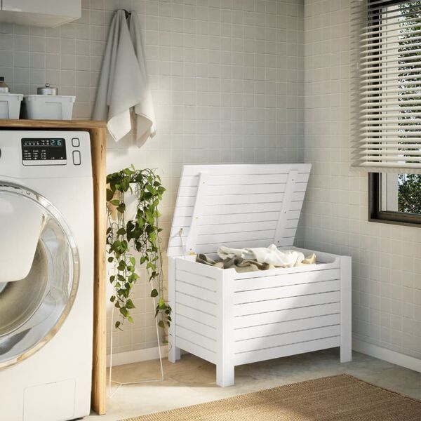 vidaXL Säilytyslaatikko kannella RANA valk. 80x49x54 cm täysi mänty