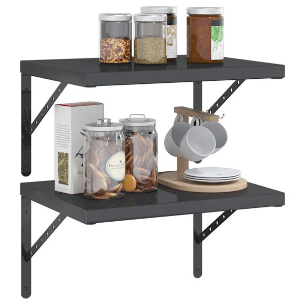 vidaXL Seinähyllyt 2 kpl 50x40x3 cm musta ruostumaton teräs