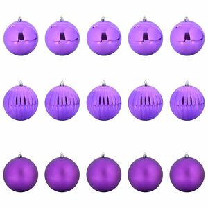 vidaXL Joulupallon Setti XL 15 kpl Liila &Oslash; 10 cm Muovi