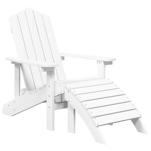 vidaXL Adirondack puutarhatuoli jalkajakkaralla HDPE valkoinen