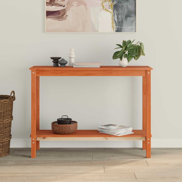 vidaXL Konsolip&ouml;yt&auml; hyllyll&auml; Vahans&auml;vyinen Ruskea 110 x 40 x 80 cm