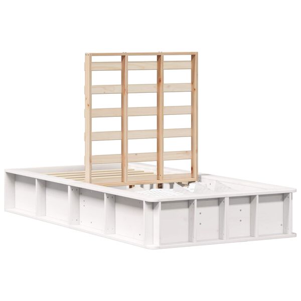 vidaXL S&auml;ngyn runko Valkoinen 90 x 200 cm Massiivinen m&auml;nty