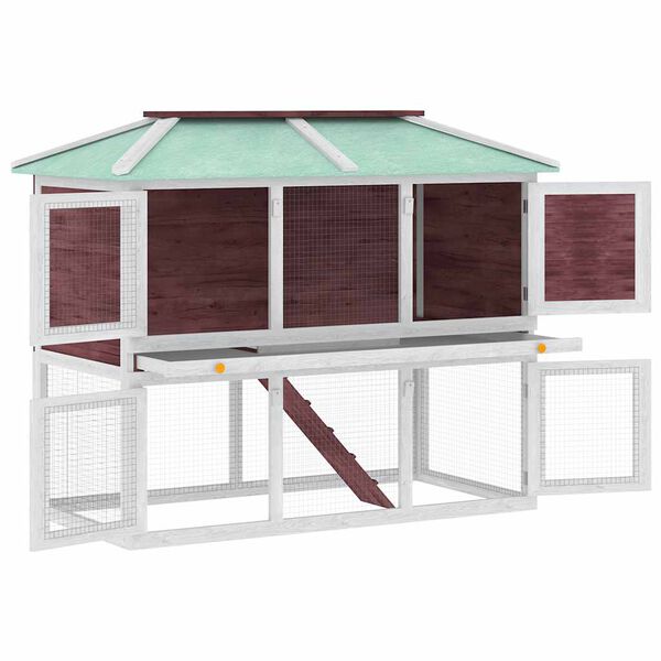 vidaXL El&auml;inh&auml;kki/kaninkoppi kaksikerroksinen ruskea puu