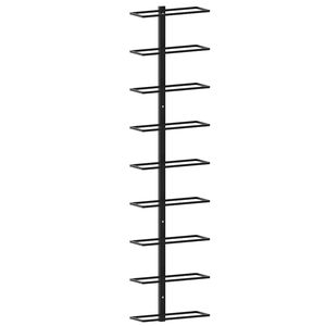 vidaXL Sein&auml;kiinnitteinen viinipulloteline 9 pullolle musta rauta