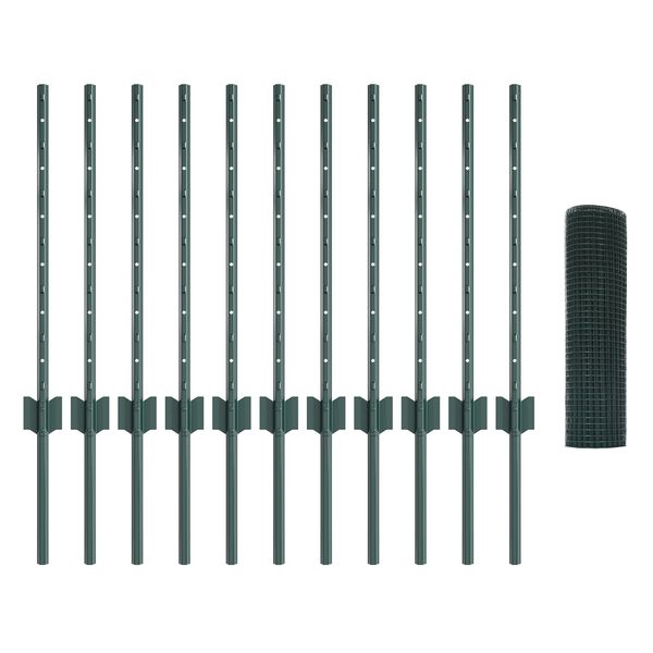 vidaXL Aita ja Tuki Vihre&auml; 0,6 x 25 m Ter&auml;st&auml; ja PVC:t&auml;