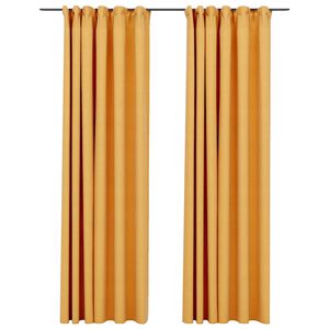 vidaXL Pellavamaiset pimennysverhot koukuilla 2 kpl kelt. 140x245 cm