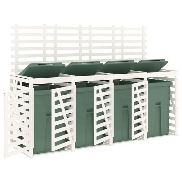 vidaXL Neljän roska-astian vaja valkoinen täysi mänty