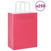 vidaXL Paperikassit 250 kpl kahvoilla pinkki 21x11x28 cm