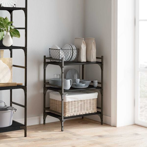 vidaXL Keitti&ouml;vaunu Musta tammi. 50 x 35 x 75.5 cm Tekninen puu