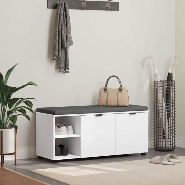 vidaXL Halli penkki tyynyll&auml; Yksiv&auml;rinen Valkoinen 100 x 38 x 46 cm