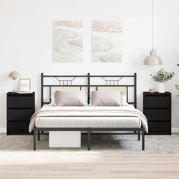 vidaXL Y&ouml;p&ouml;yt&auml;kaappi 2 pcs Musta tammi. 40 x 35 x 62,5 cm Tekninen puu