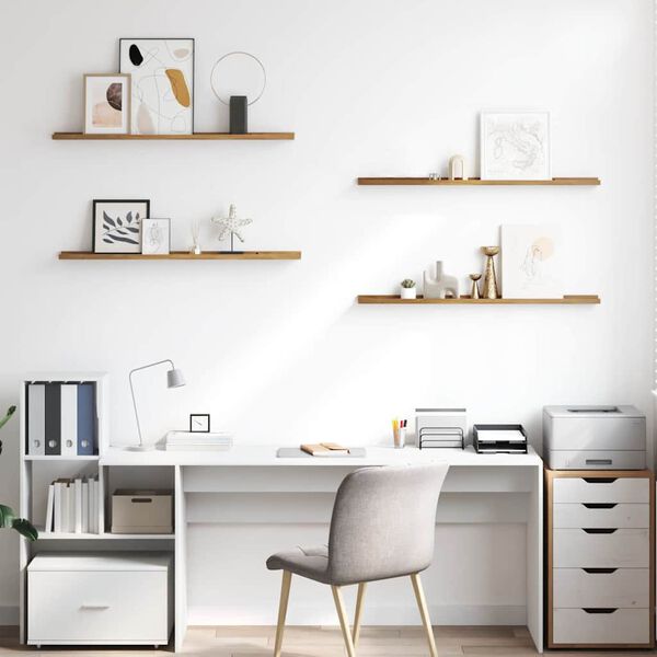 vidaXL Sein&auml;hylly hyllyll&auml; 4 pcs Ruskea 100 x 9 x 3 cm Tekninen puu