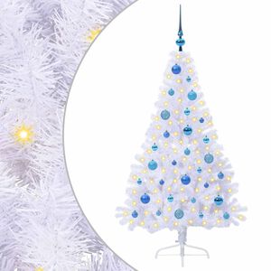 vidaXL Tekojoulukuusi 150 LED-valoilla Valkoinen 150 cm PVC ja ter&auml;s