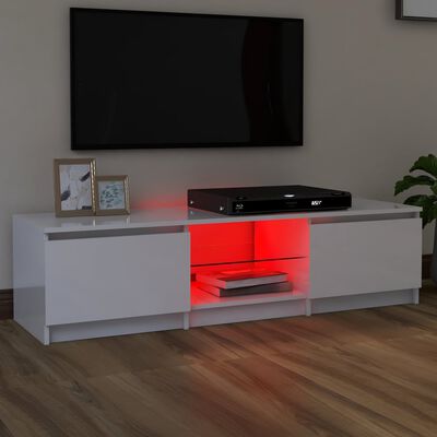 vidaXL TV-taso LED-valoilla korkeakiilto valkoinen 140x40x35,5 cm