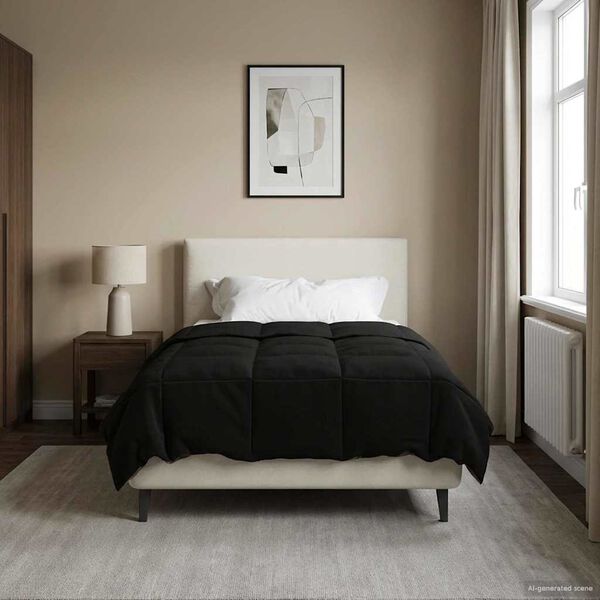 vidaXL Koko Vuoden Peitto Quiltottu Musta 140 x 200 cm Mikrokuitu