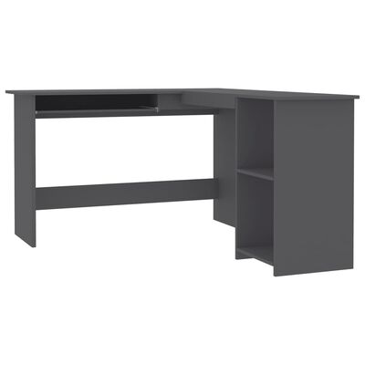 vidaXL L-muotoinen kulmapöytä harmaa 120x140x75 cm lastulevy