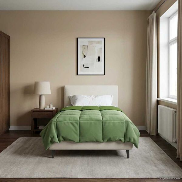 vidaXL Koko Vuoden Peitto Quiltottu Vihre&auml; 135 x 200 cm Mikrokuitu