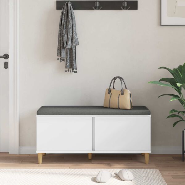 vidaXL Halli penkki tyynyll&auml; ovella Valkoinen 100 x 38 x 46 cm