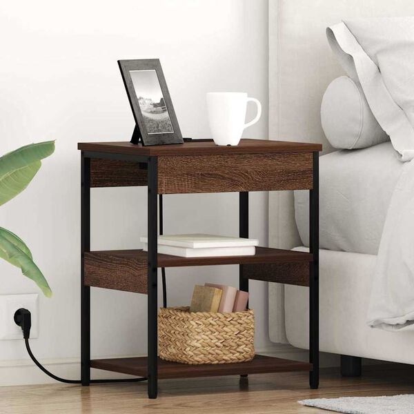 vidaXL Y&ouml;p&ouml;yt&auml;kaappi 2 pcs Ruskea tammi 41 x 31 x 51 cm Tekninen puu