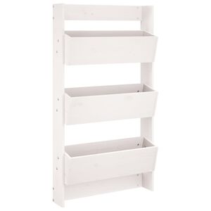 vidaXL Sein&auml;kukkalaatikko 3 tasoa 60x18,5x110 cm valkoinen t&auml;ysi m&auml;nty