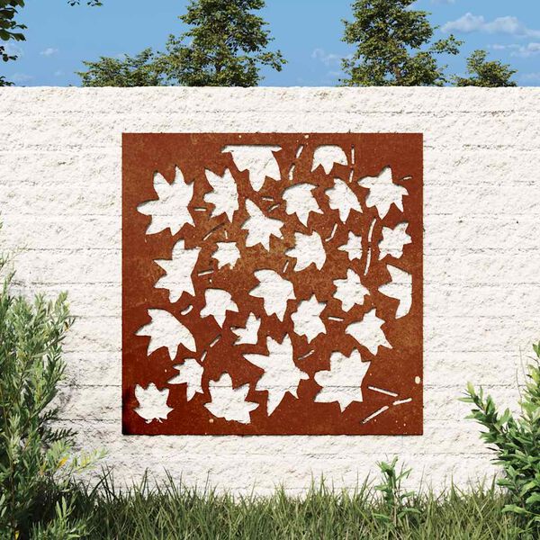 vidaXL Puutarhasein&auml;koriste 55x55 cm corten ter&auml;s vaahteranlehtikuvio