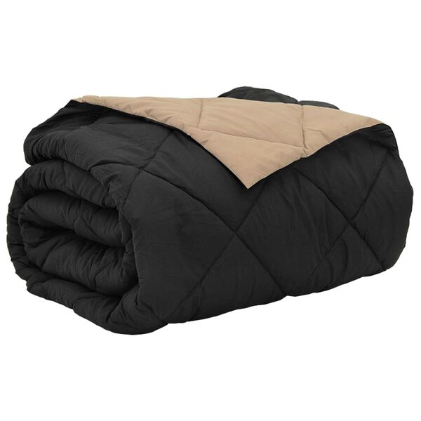 vidaXL Kes&auml;peitto Mustaa ja taupe 200 x 200 cm Mikrokuitu