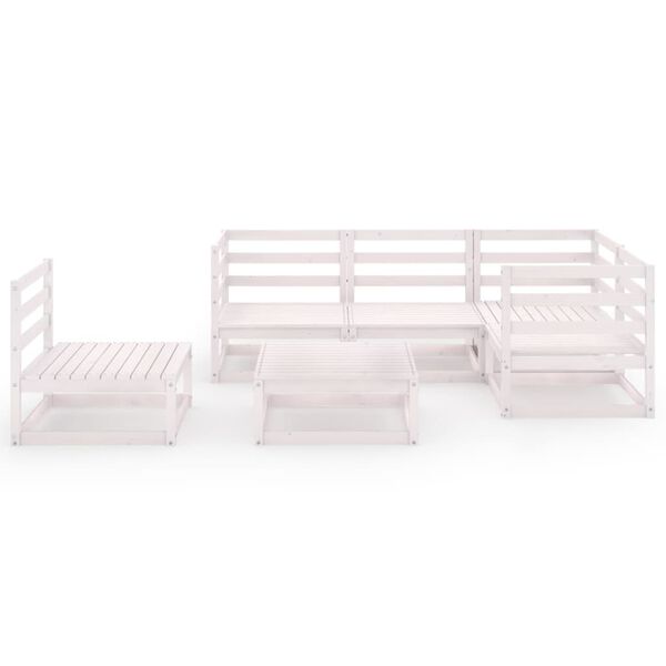 vidaXL 6-osainen puutarhasohvasarja valkoinen t&auml;ysi m&auml;nty