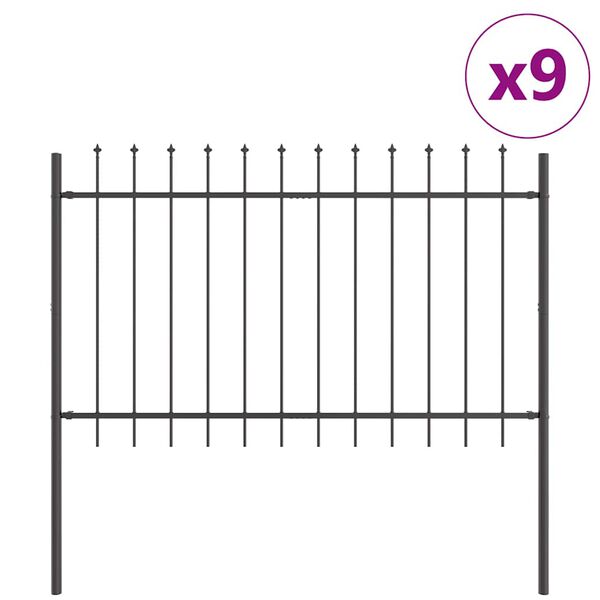 vidaXL Puutarha-aita 9 pcs Harmaa 15,3 x 0,8 m Jauhemaalattu ter&auml;s