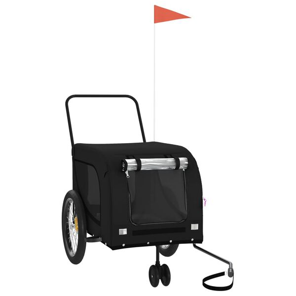 vidaXL Lemmikinkuljetusk&auml;rry polkupy&ouml;r&auml;&auml;n musta kangas ja rauta