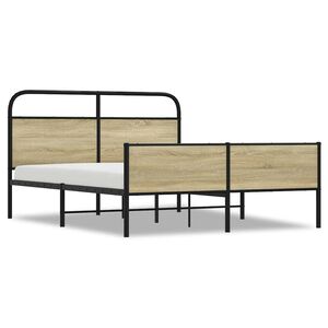 vidaXL Metallinen s&auml;ngynrunko ilman patjaa Sonoma-tammi 150x200 cm