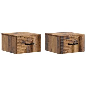 vidaXL Sein&auml;lle Kiinnitett&auml;v&auml; Y&ouml;p&ouml;yt&auml; 2 pcs Vanha puu Tekninen puu