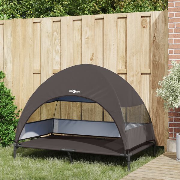 vidaXL Korotettu koiranpeti Ruskea 127 x 81 x 108 cm Kangas ja teräs