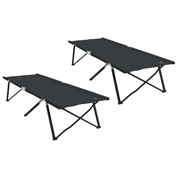 vidaXL Taitettava leirint&auml;vuode 2 pcs Musta 206 x 76 x 74 cm